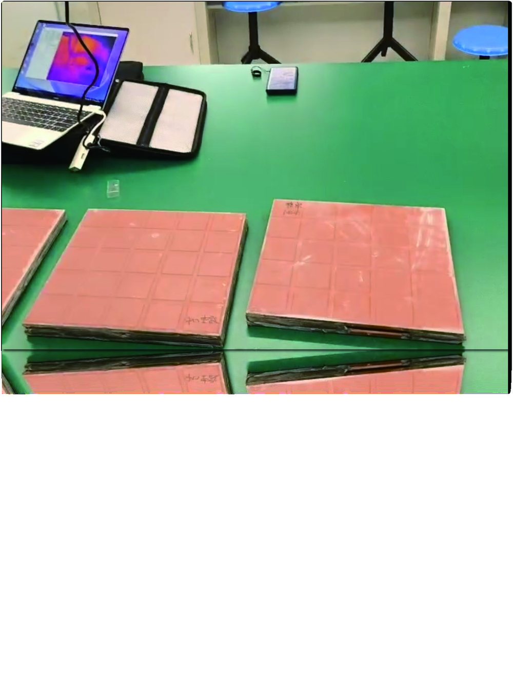 Material samples prepared for active thermography testing