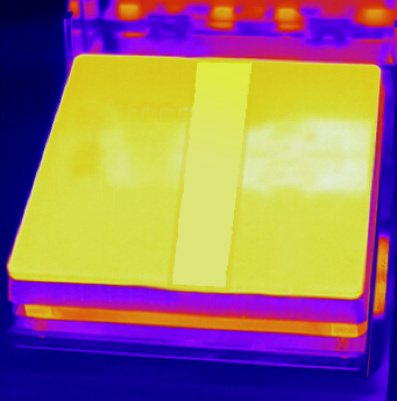 Thermal image of a test sample showing internal temperature distribution